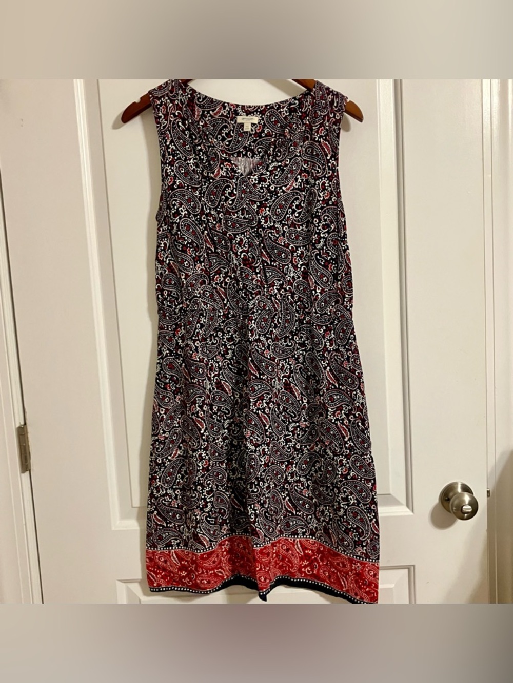 Talbots Petite Paisley Bandana‎ Print Sleeveless Shift Dress Patriotic Sz 10P